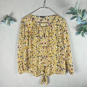 West Kei > Yellow Floral Long Sleeve Blouse Small